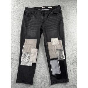 LOGO Lavish Lori‎ Goldstein Boyfriend Jeans Women 16P Denim Patchwork Boho